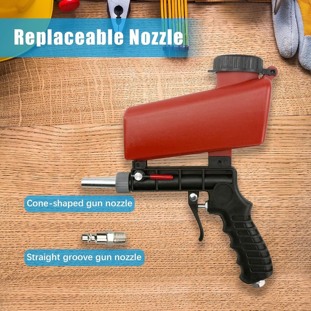 Durable ABS Pneumatic Sand Blaster for Versatile Cleaning Applications - Red