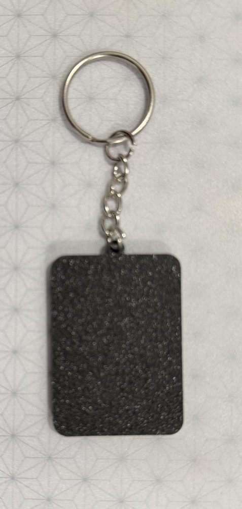 John Deere Black Square Key Ring W/Matching Black Key Ring