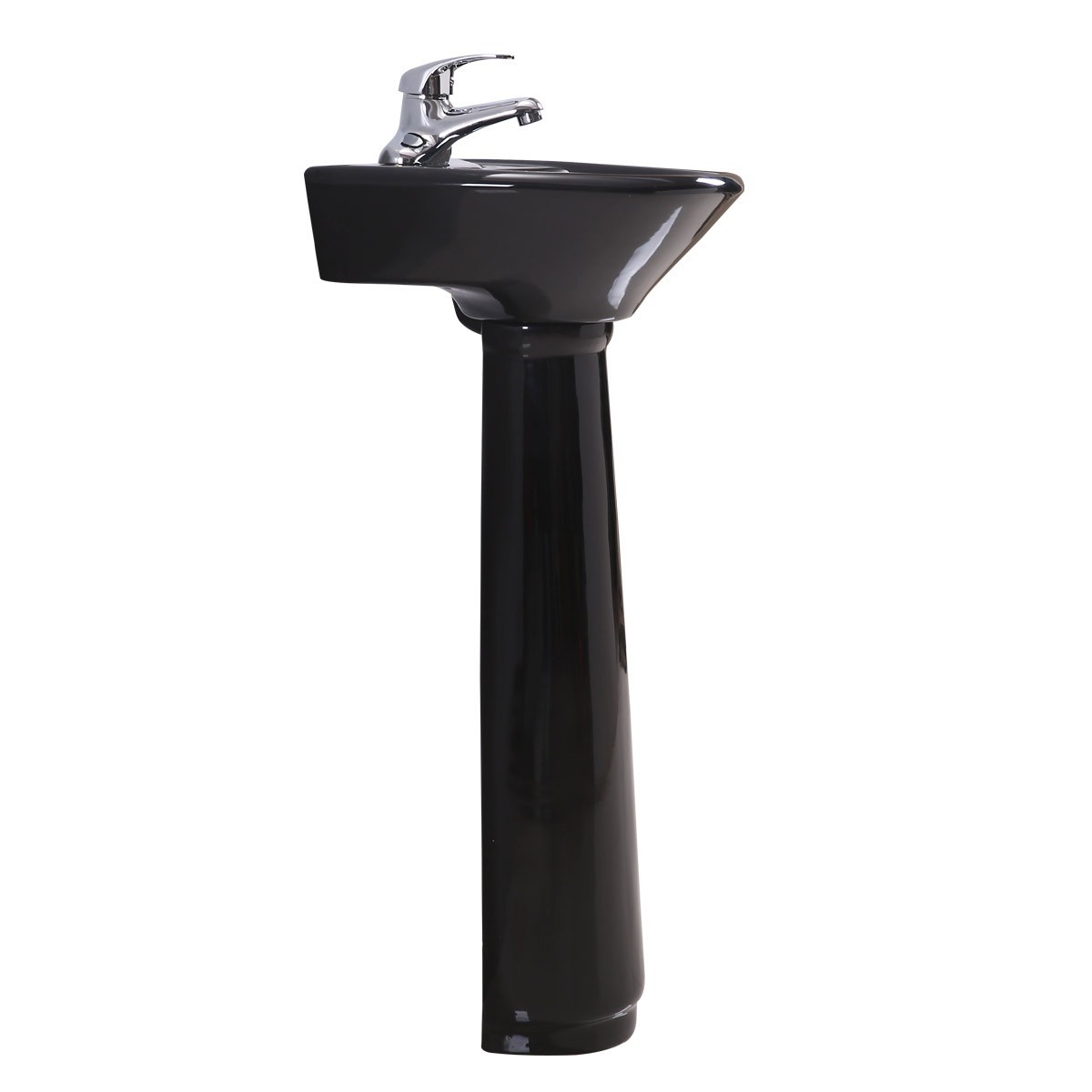 Renovators Supply Black Bathroom Pedestal Sink 4" Centers with Overflow