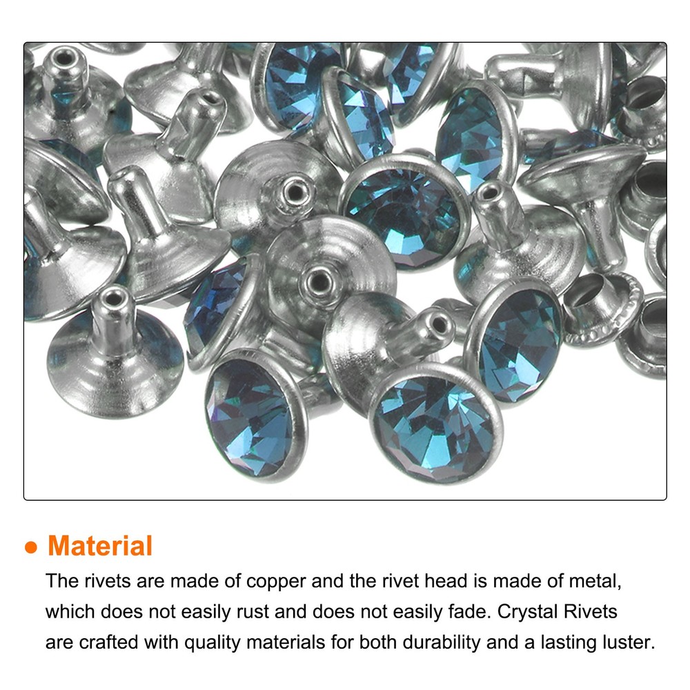 100pcs Crystal Rivets 8mm Rhinestone Rivets Rapid Stud Rivets, Blue