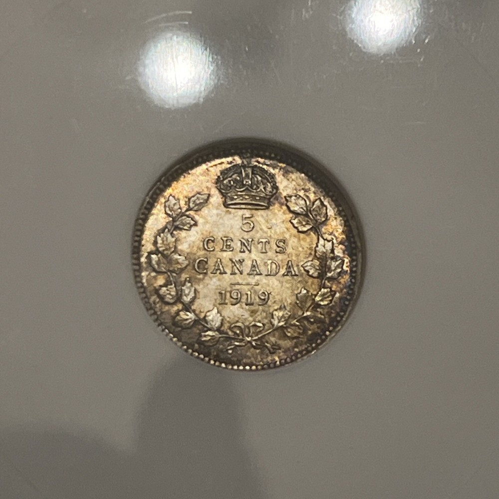 Canada 1919 5 Cent ANACS MS62 Toned A1