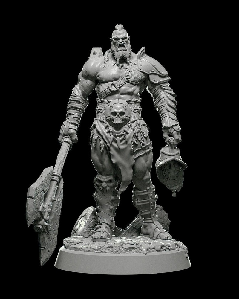 DnD Orc Gladiator Fighter Miniature 32mm Scale (unpainted)