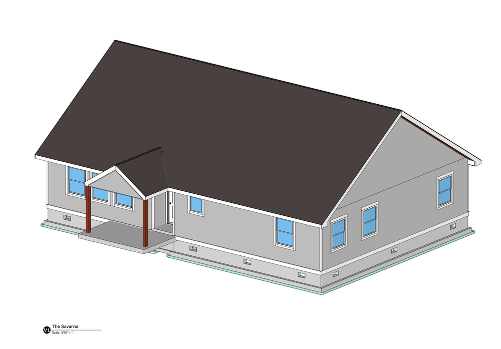 Floor Plans for a 52'x36' Home, Single Level, 2 Beds, 2.5 Baths