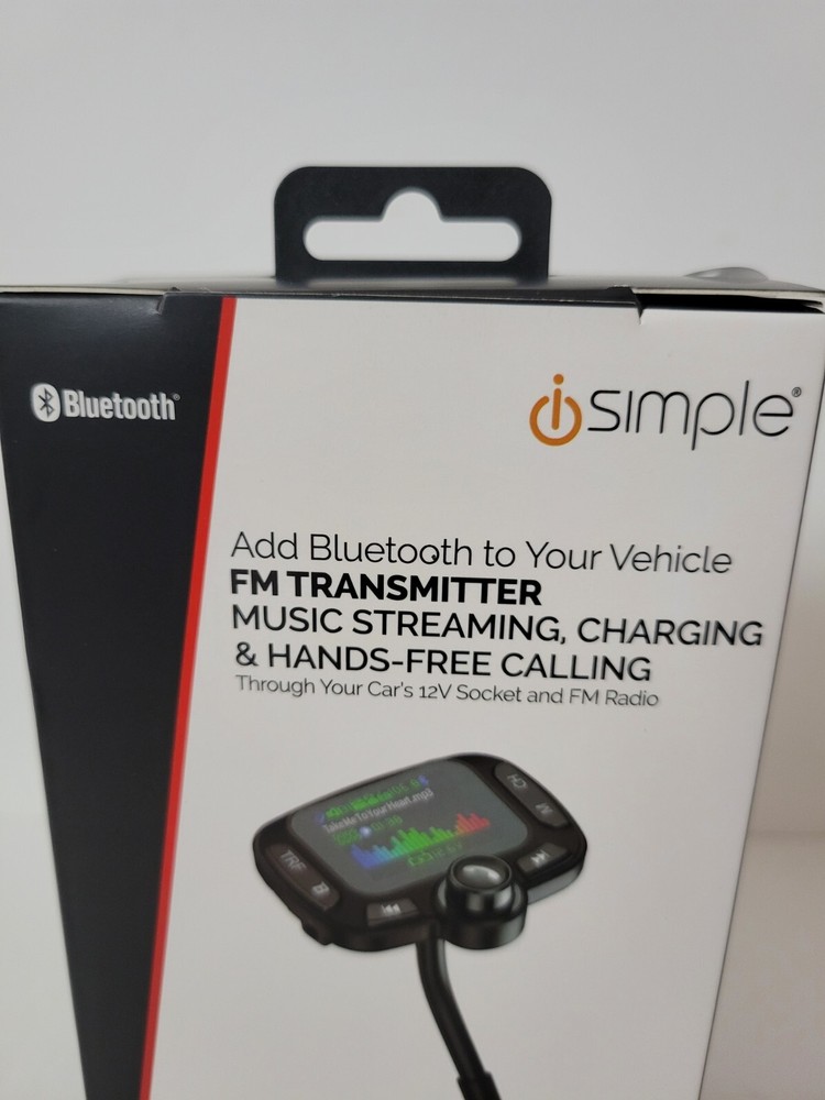 iSimple Bluetooth 5.0 FM Transmitter w/ Expandable Arm. Music Streaming, Calling