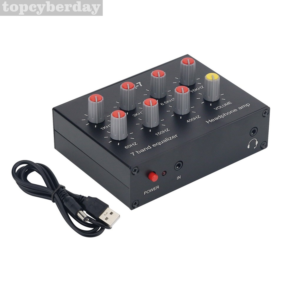 EQ-7 Headphone Amp 7 Band Equalizer Amplifier + USB DC Cable for PC Cellphone