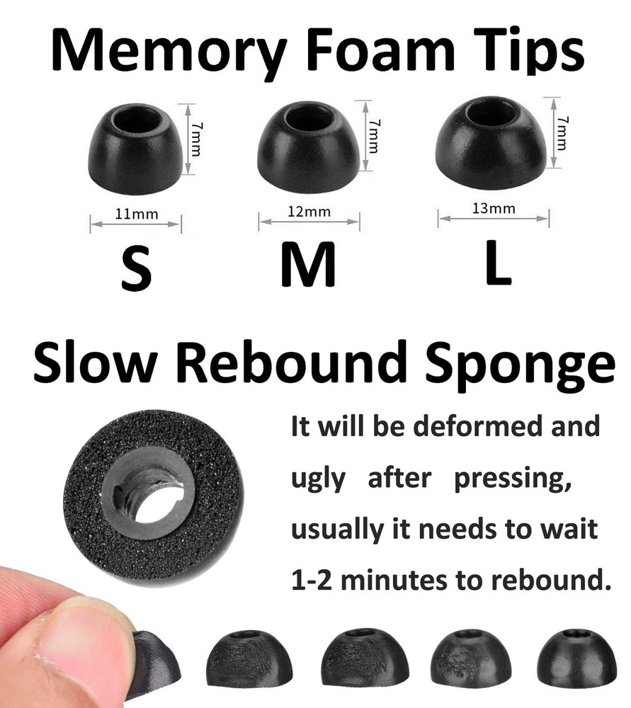 A-Focus Memory Foam Tips for Beats Studio Buds+ / Fit Pro/Solo medium, black