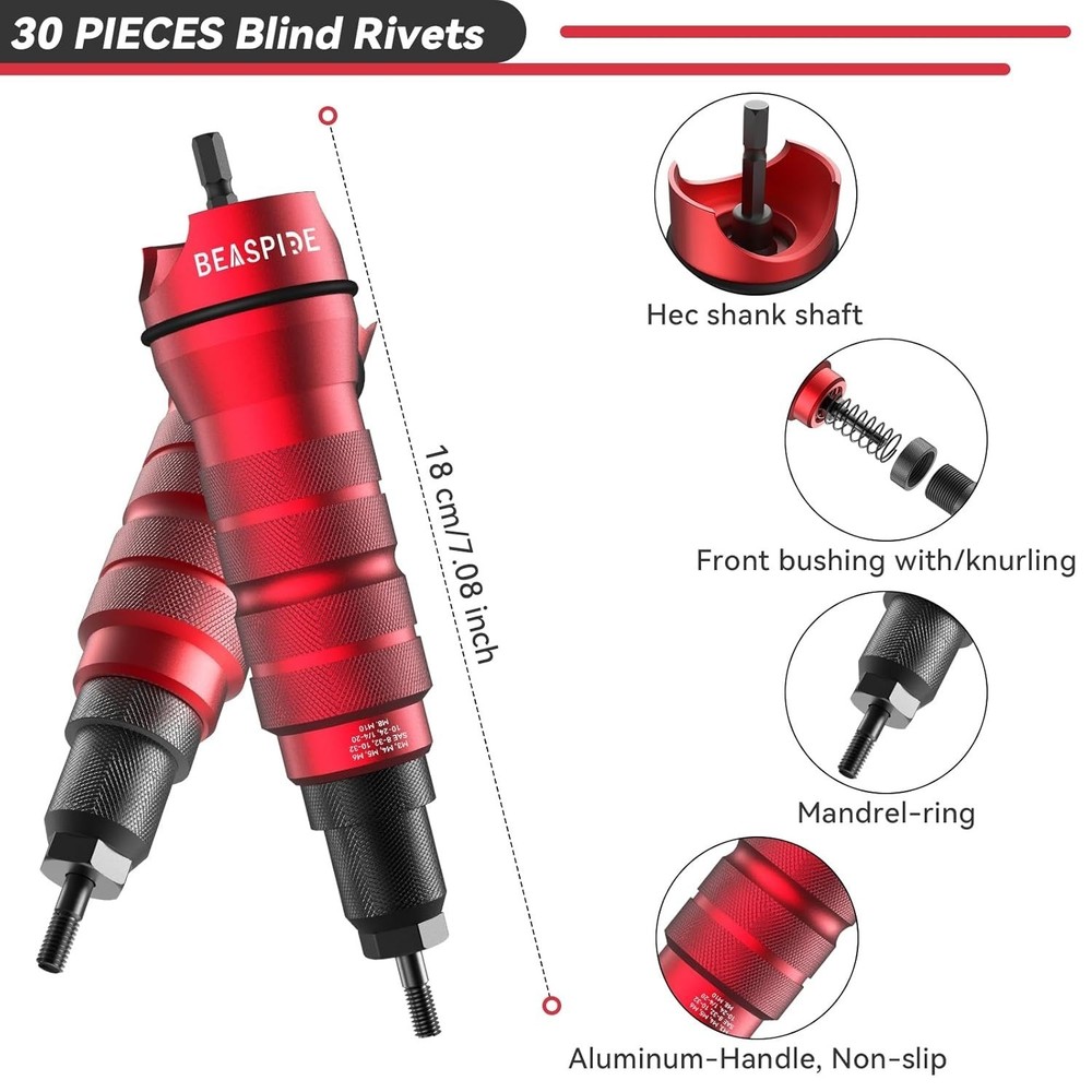Cordless Drill Electric Rivet Nut Drill Adapter Kit, Rivet Nut Tool Kit Adapter