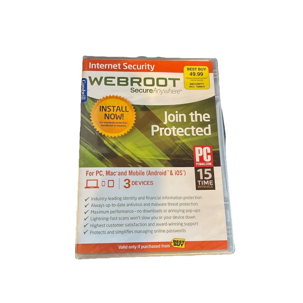 Webroot SecureAnywhere Internet Security - Full Version for Windows & Mac...
