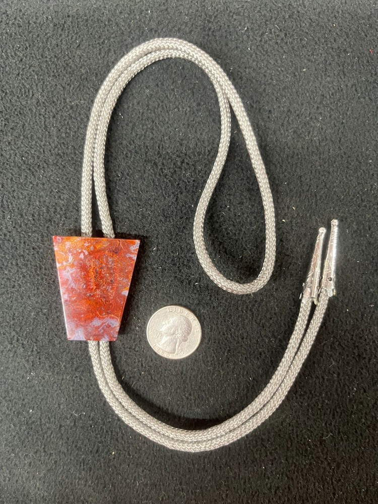 Plume Agate Western Bolo Tie