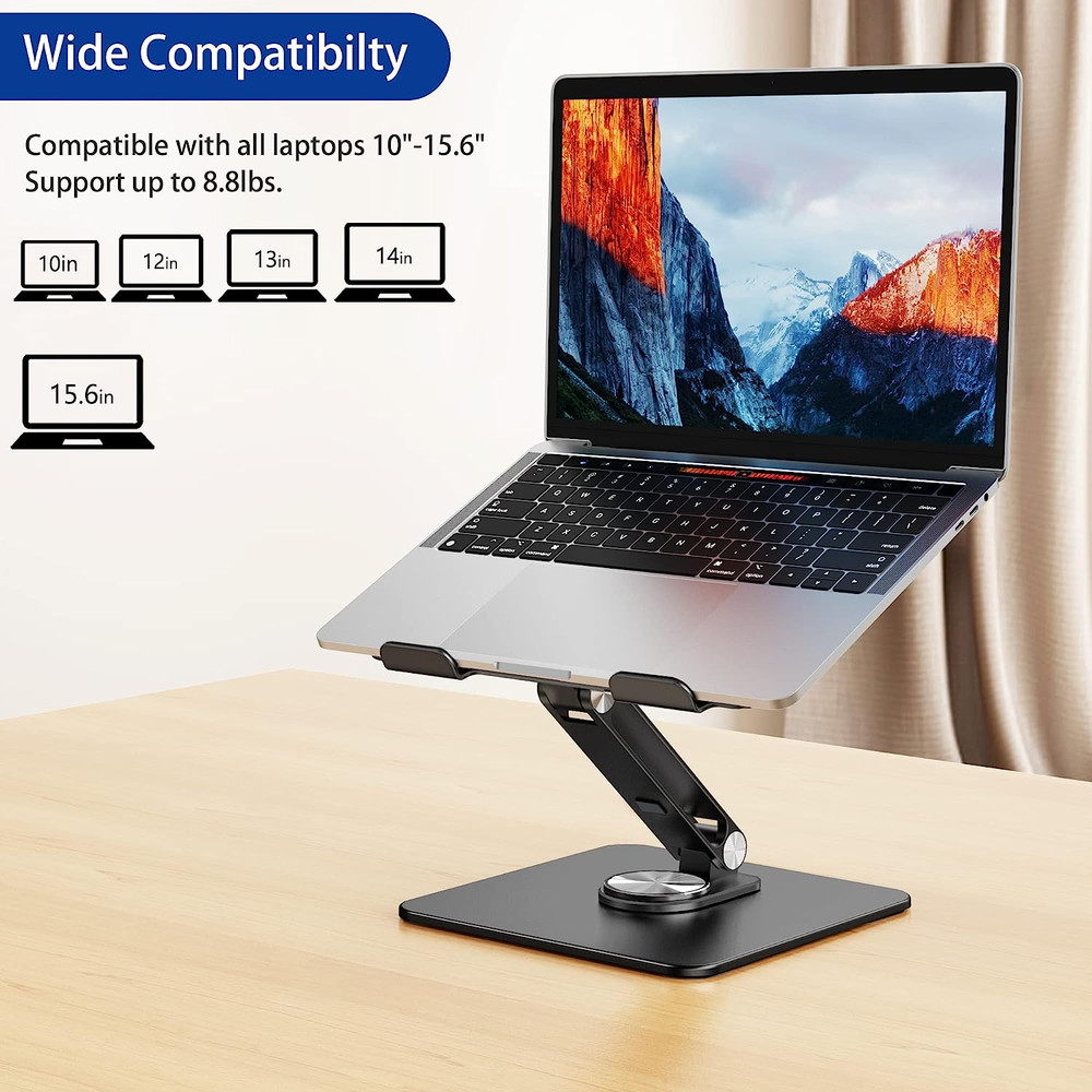LSX7 Laptop Stand with 360 Rotating Base, Ergonomic Adjustable Notebook Riser Ho