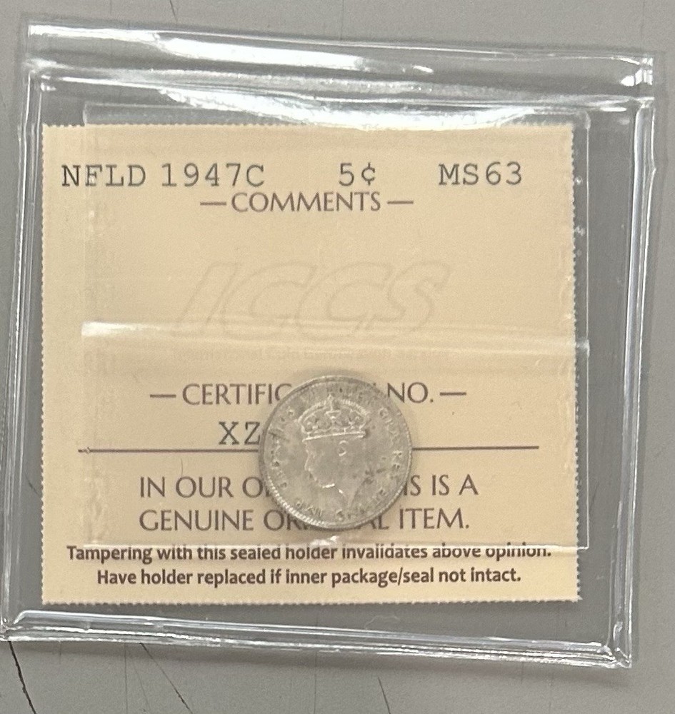 1947C Newfoundland Five Cent 5C - ICCS MS63 - XZG 708   SC3