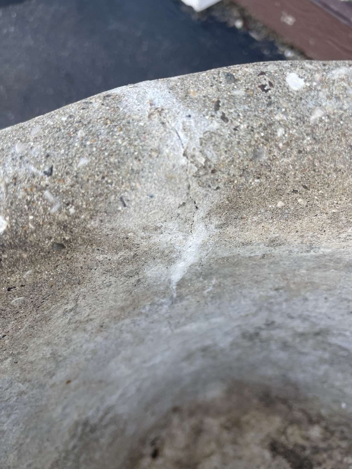 Antique Weathered Concrete Garden Urn Planter 18” Round 14” Tall Patina Cherub