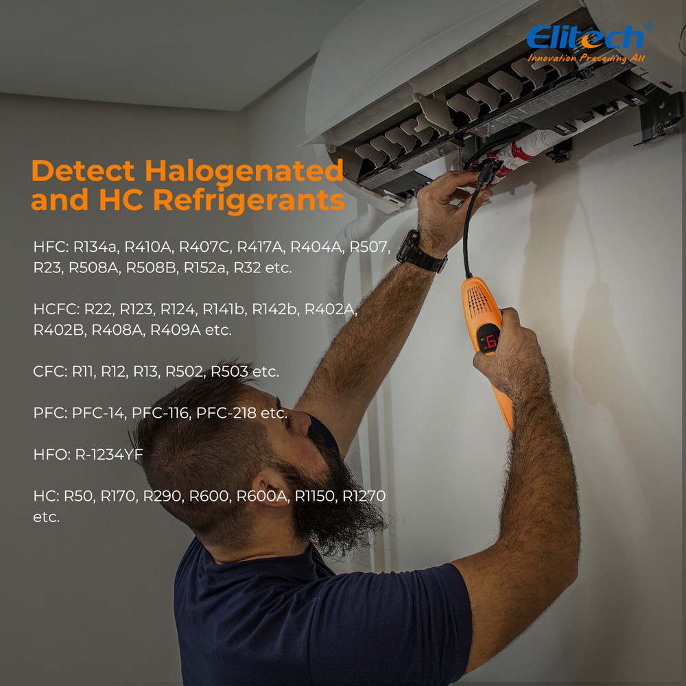 Elitech LD-100+ Heated Diode Refrigerant Leak Detector CFCs HCFCs HFCs HCs HFOs