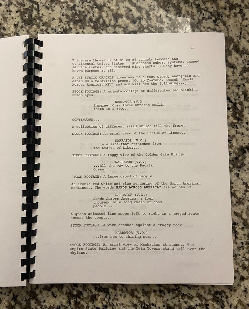 US Horror Movie Script Reprint Full Screenplay Script