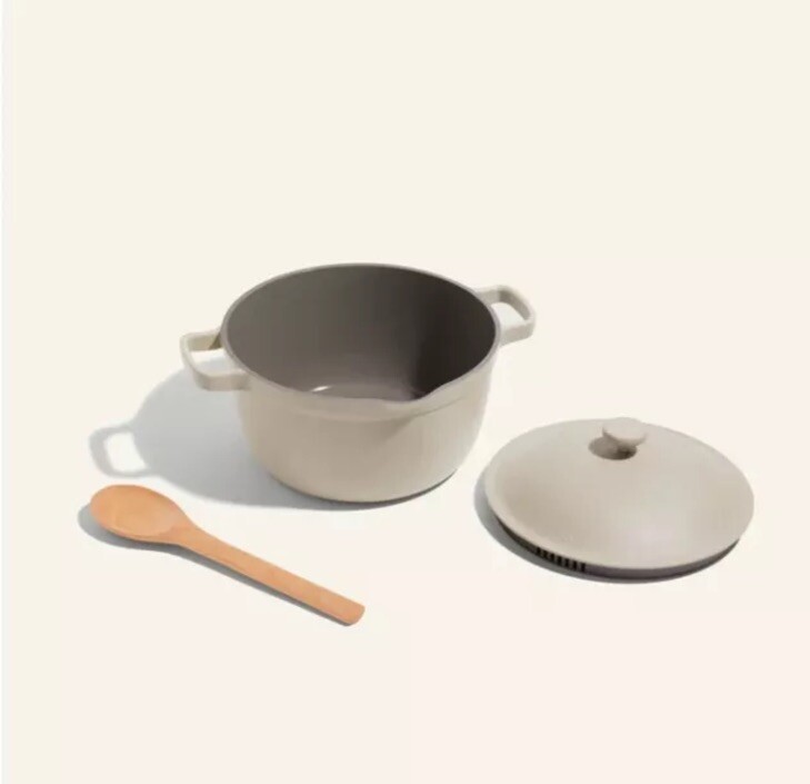 Perfect Pot 5.5 Qt by Our Place w Beechwood Spoon-Steam Gris Chaude Pale READ DE