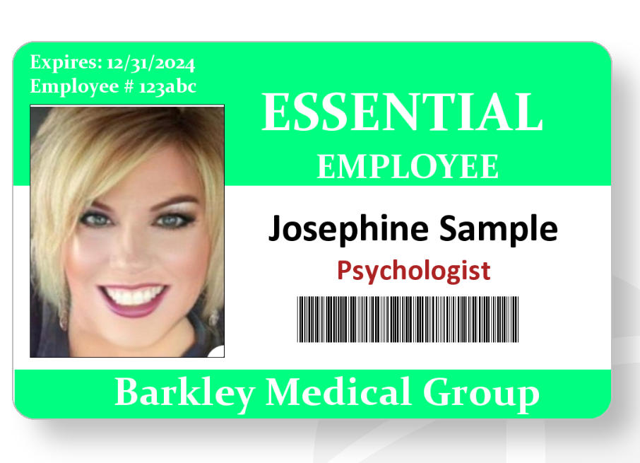 Essential employee card custom with company name, etc.