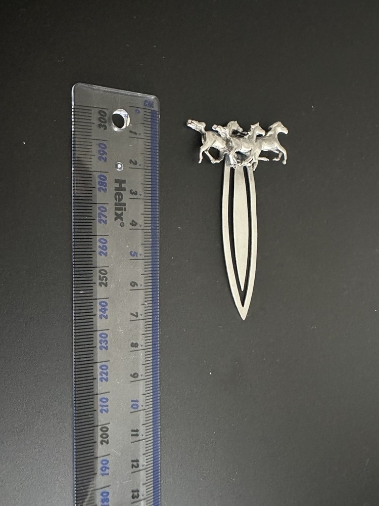 Vintage Solid Silver Bookmark Galloping Horses 925 Hallmark 12g