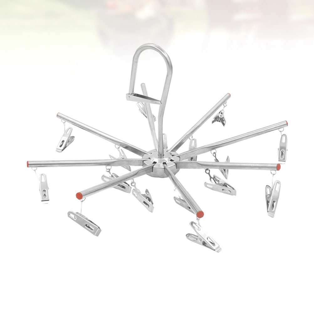 Hanging Laundry Drying Rack Clothes Stand Foldable Hangers with Clips