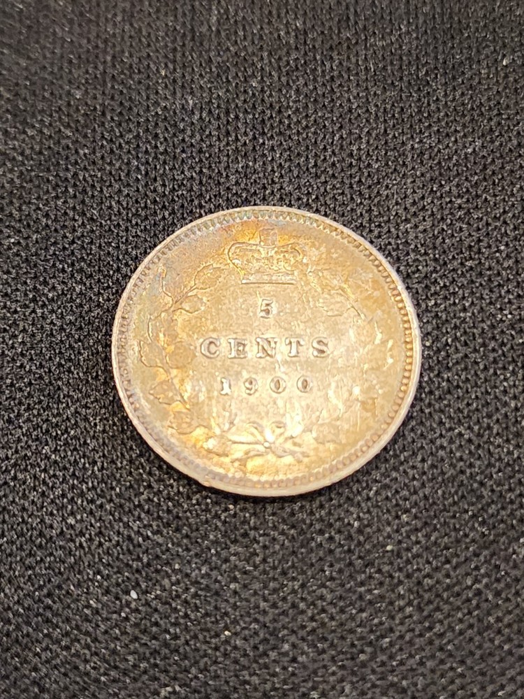 1900 Canada 5 Cents Oval 0 Silver Coin