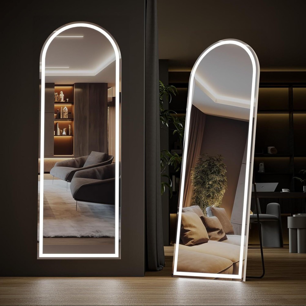 Mirror Full Length Standing Mirror with LED Lights Lighted Floor Standing Mirror