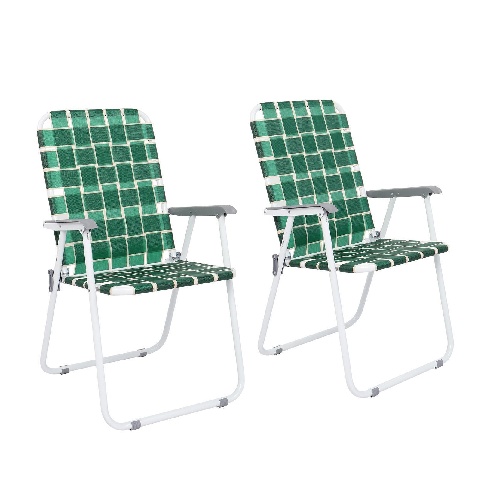 2 Pack Portable Folding Web Chair Beach Chair Outdoor Indoor Webbed Strap