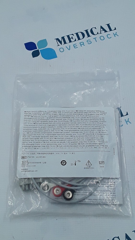 GE Multi Link ECG Leadwire 3ld Snap AHA 74cm REF 411203-001
