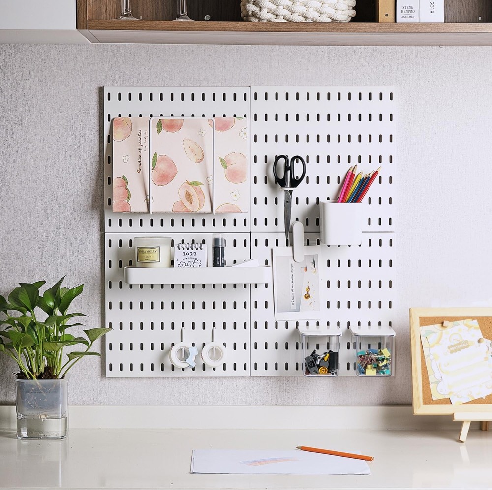Keepo Peg Board Organizer Accessories, With Small to Medium, White