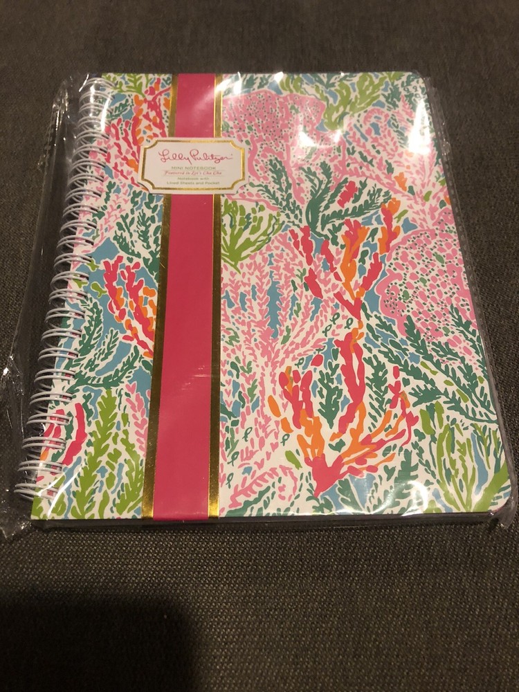 NWT Lilly Pulitzer Mini Notebook Lined Sheets Pockets in Let's Cha Cha School