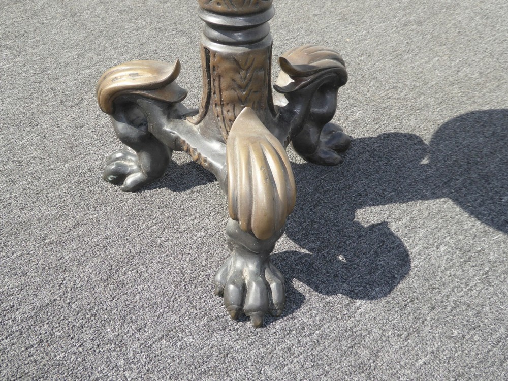 Vintage Solid Bronze Oriental Asian Foo Dog Claw Feet Stool