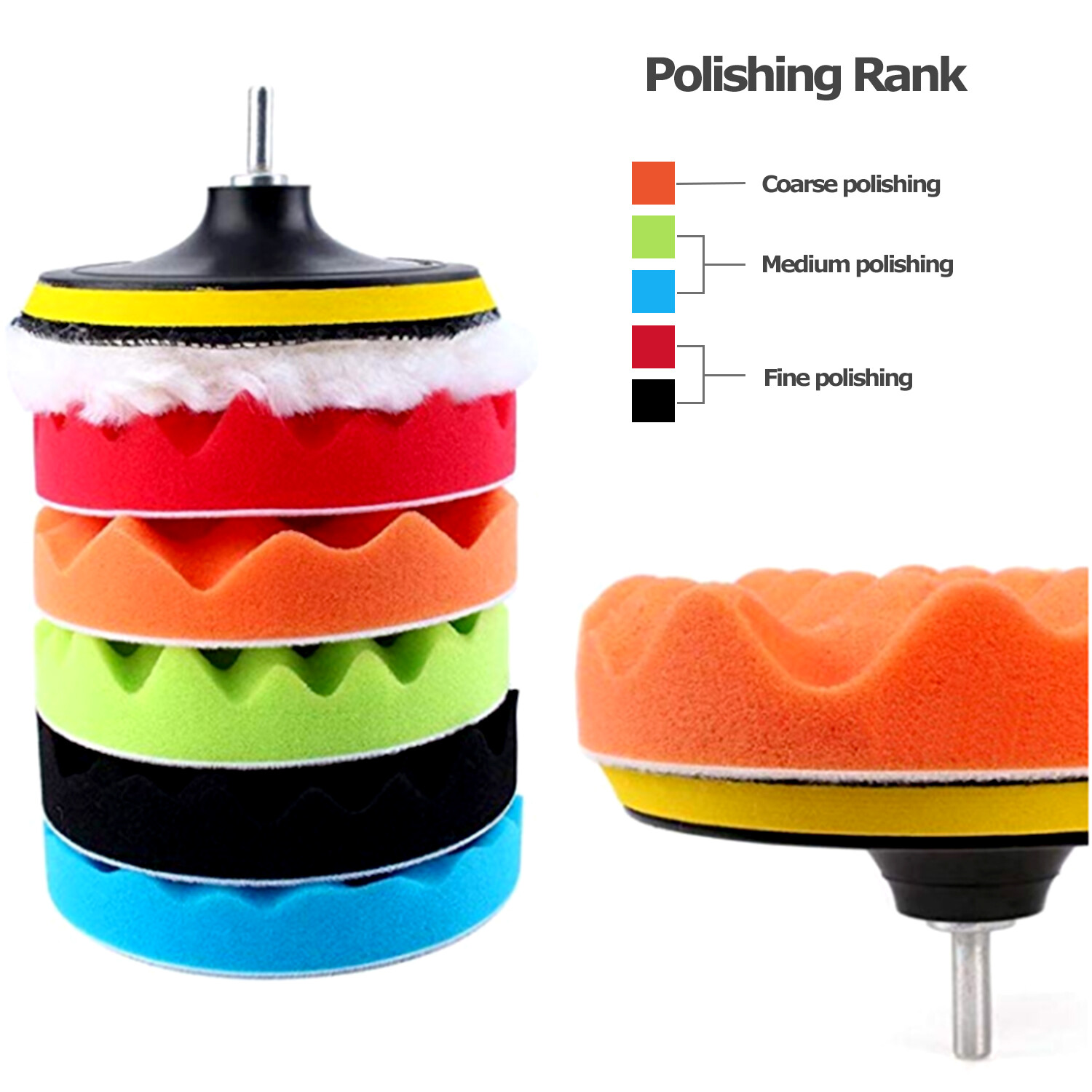 7 PCS 7 Inch Polishing Waxing Pad Sponge Buff Buffing Kit Set For Car Polisher