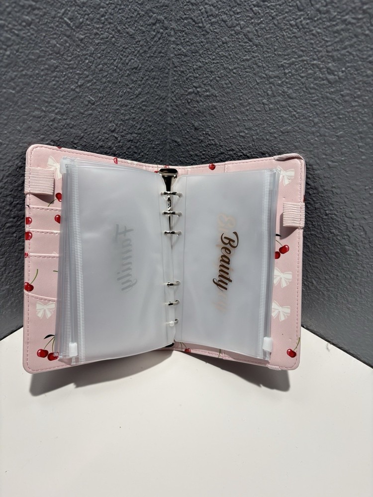 Pink Cherry Cash Stuffing Budget Binder Wallet A6 Envelope System Organizer