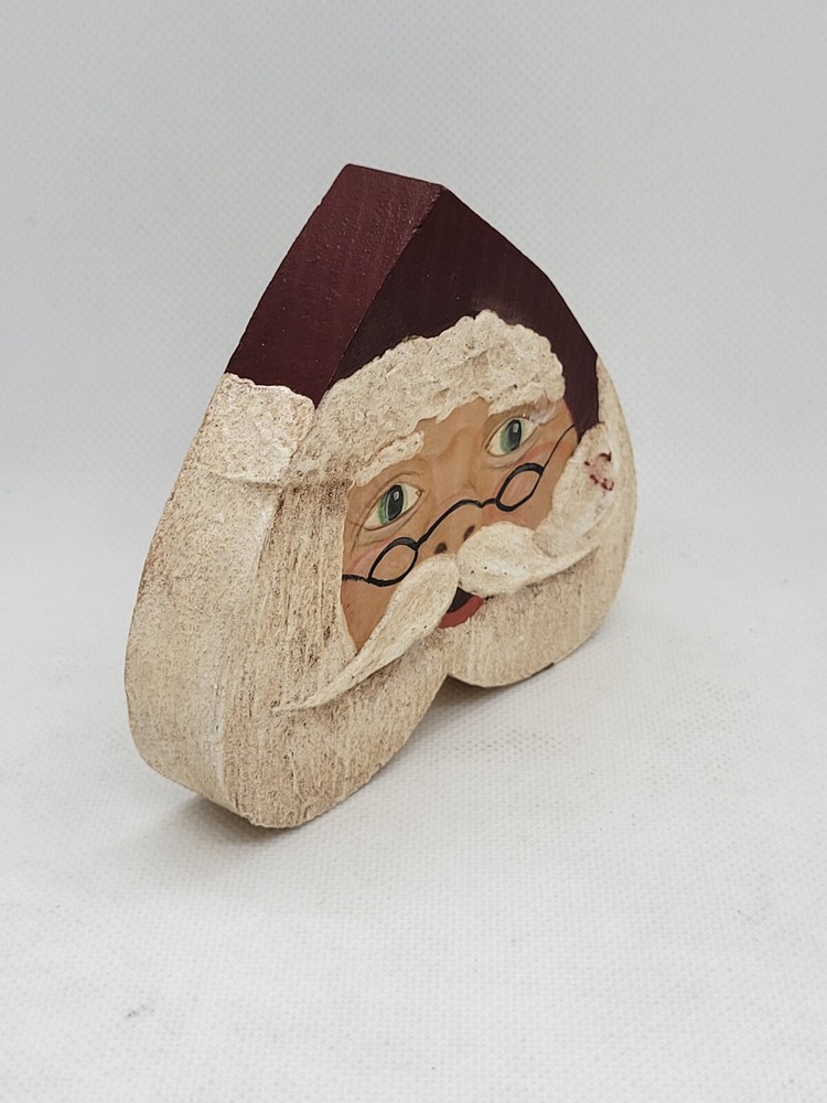 Heart Shaped Hand Painted Santa Face - Signed