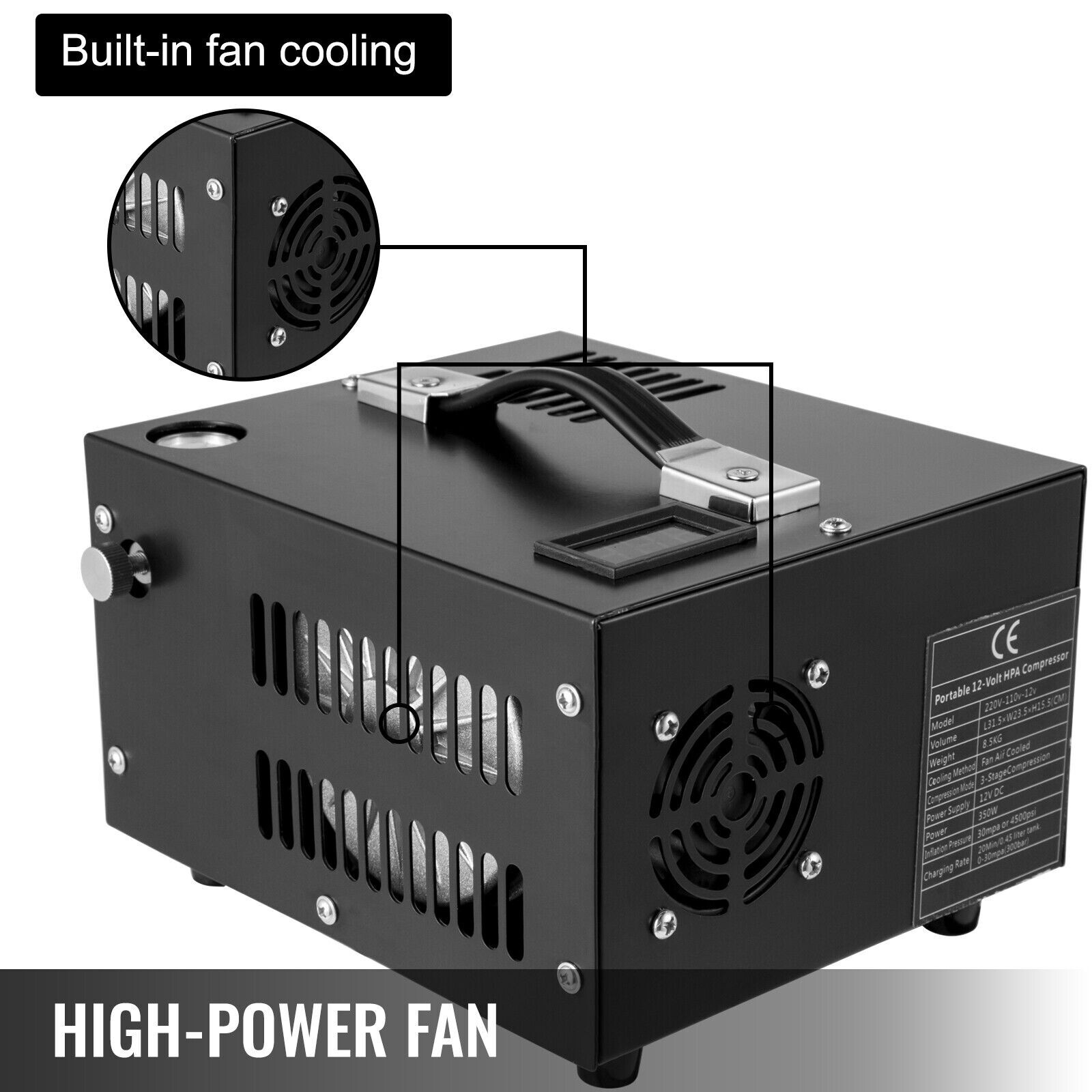 PCP Air Compressor 12V/110V/220V Manual-Stop High Pressure PUMP 30Mpa/4500Psi