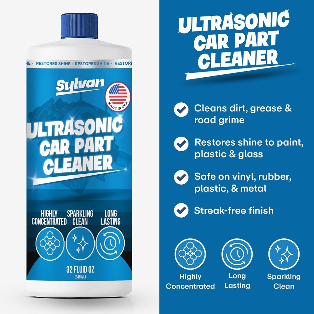 Powerful Ultrasonic Cleaning Solution & Microfiber Cloth for Engine Parts
