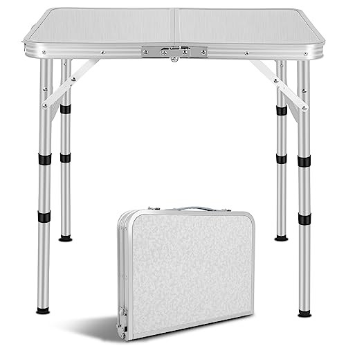 Small Camping Table with Mesh Layer, Portable Tables Folding, Aluminum