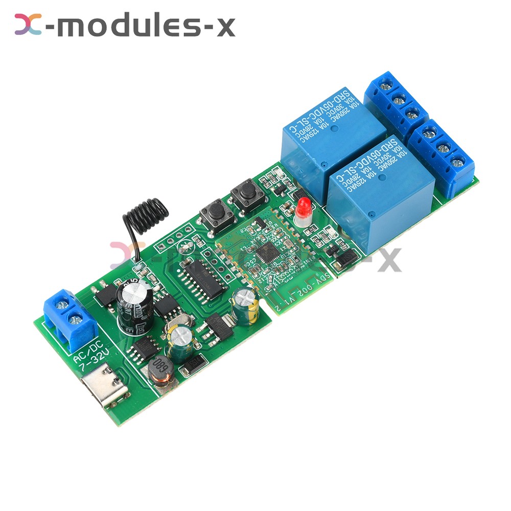 7V-32V AC/DC eWeLink APP Bluetooth 2CH WIFI Relay Switch Module Type-C RF 433