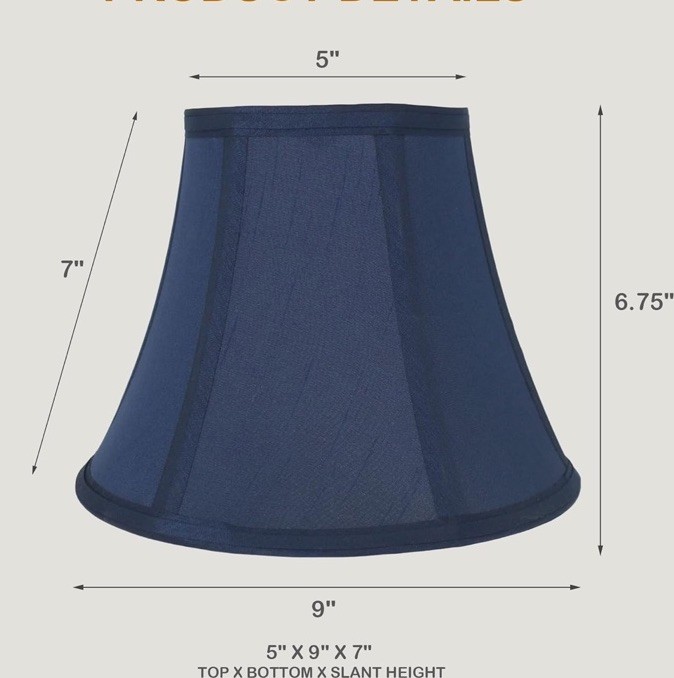 Urbanest Lamp Shade Faux Silk Softback Navy Blue Spider Fitter