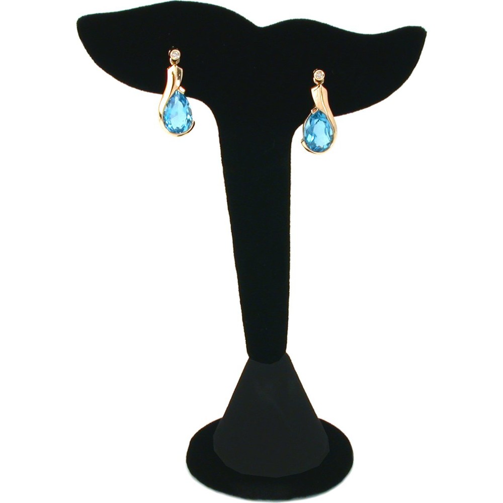 Black Velvet Leaf Earring Display Stand Showcase 5"