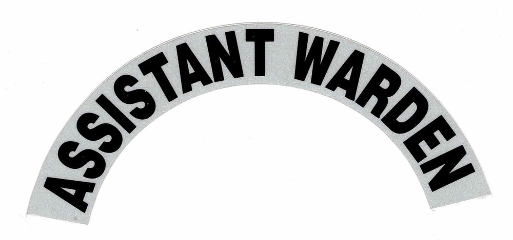 ASSISTANT WARDEN  - Highly Reflective FIRE HELMET CRESCENT  DECALS -  A PAIR