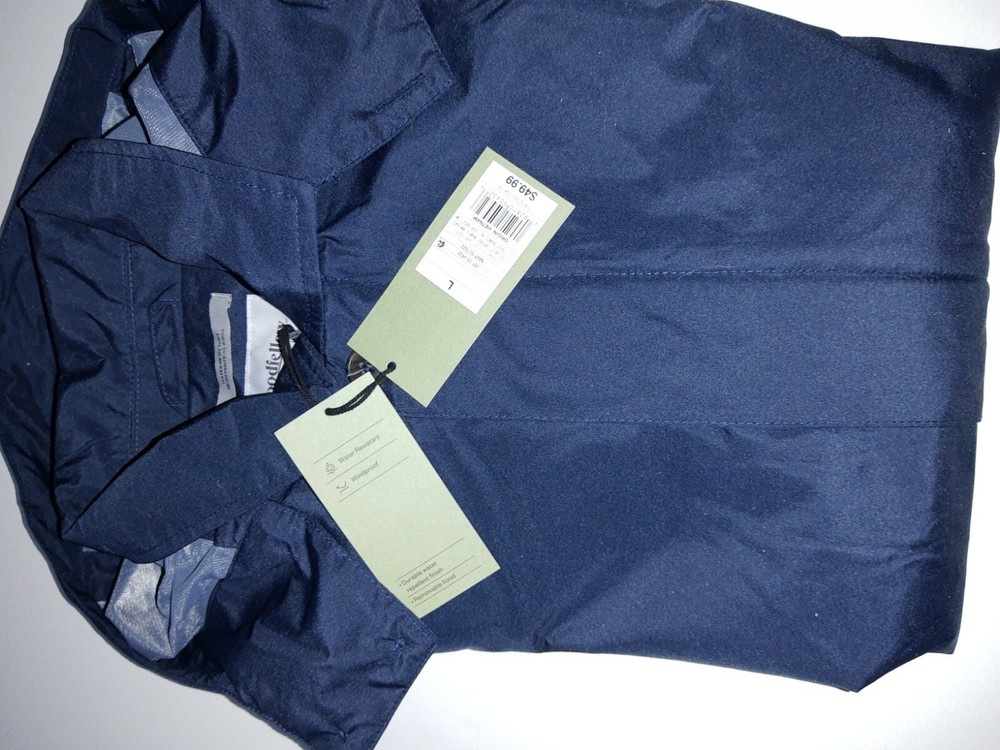 Goodfellow navy rain resistant windproof hooded jacket.