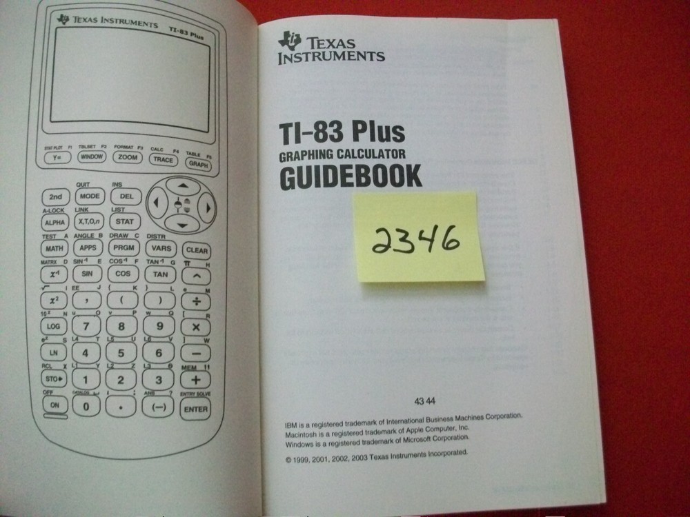 TEXAS INSTRUMENTS TI-83 PLUS GRAPHING CALCULATOR GUIDEBOOK EXCELLENT CONDITION