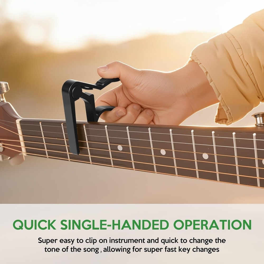 Clip-On Guitar Capo for Easy Key Changes, Compatible with Multiple Instruments