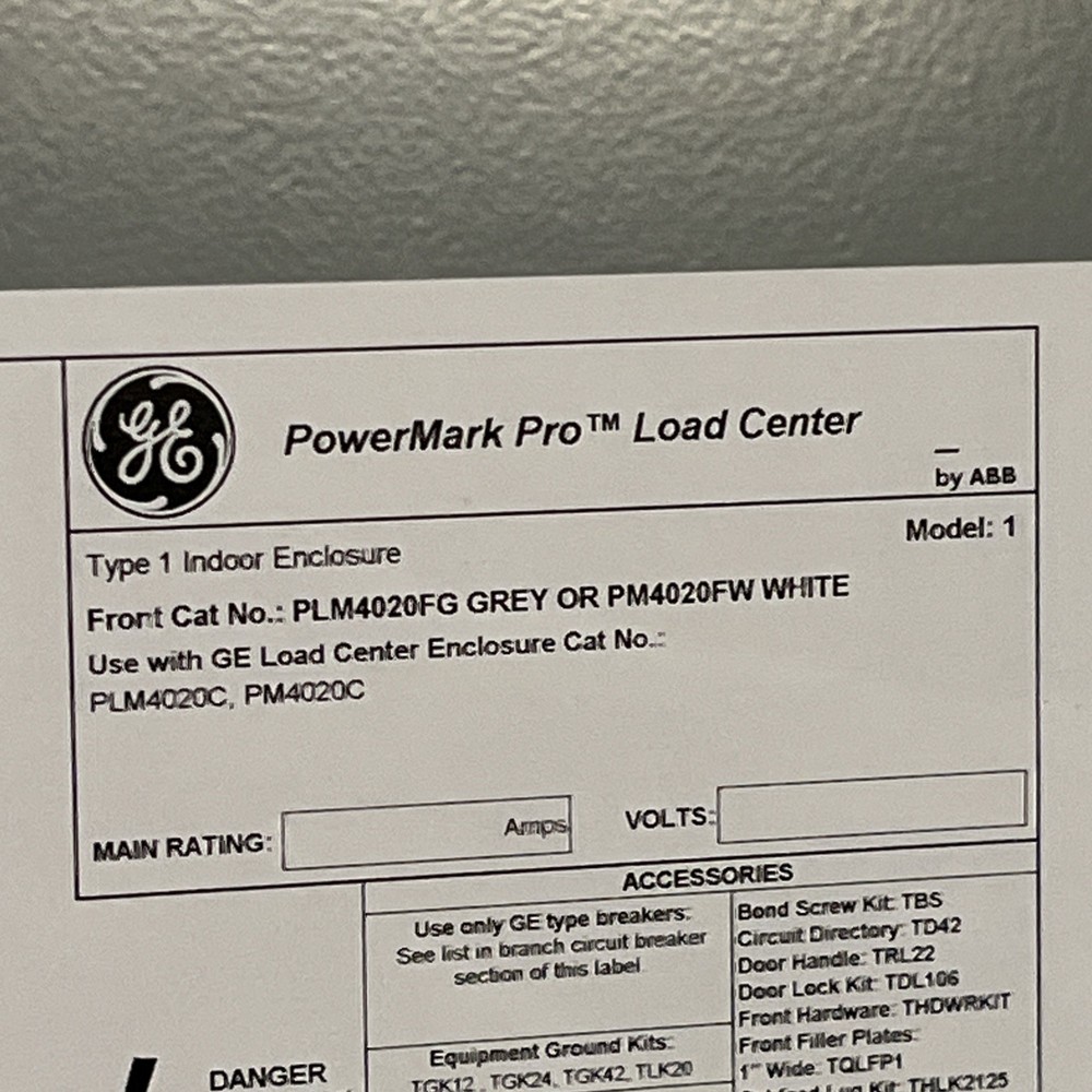 GE PowerMark Pro Load Center Panel Front PLM4020FG