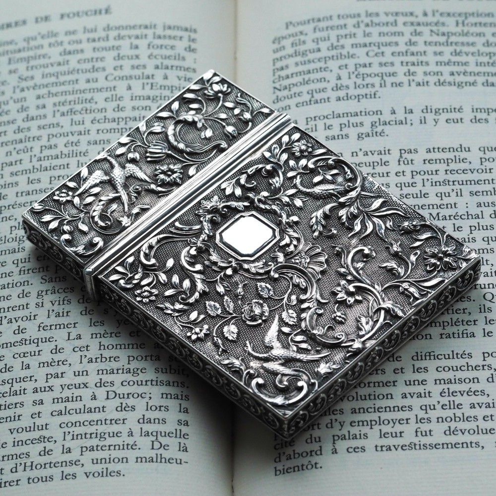 Antique Georgian Solid Silver Card Case with Gorgeous Decorations - Willmore 183