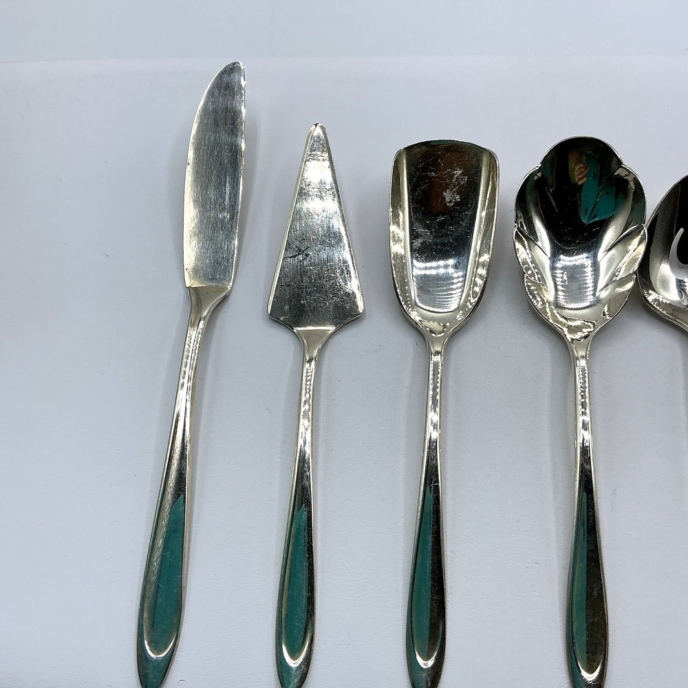 Meridan Silverplate Lady Canape Small Serving Utensils Flatware Spoon Fork Knife