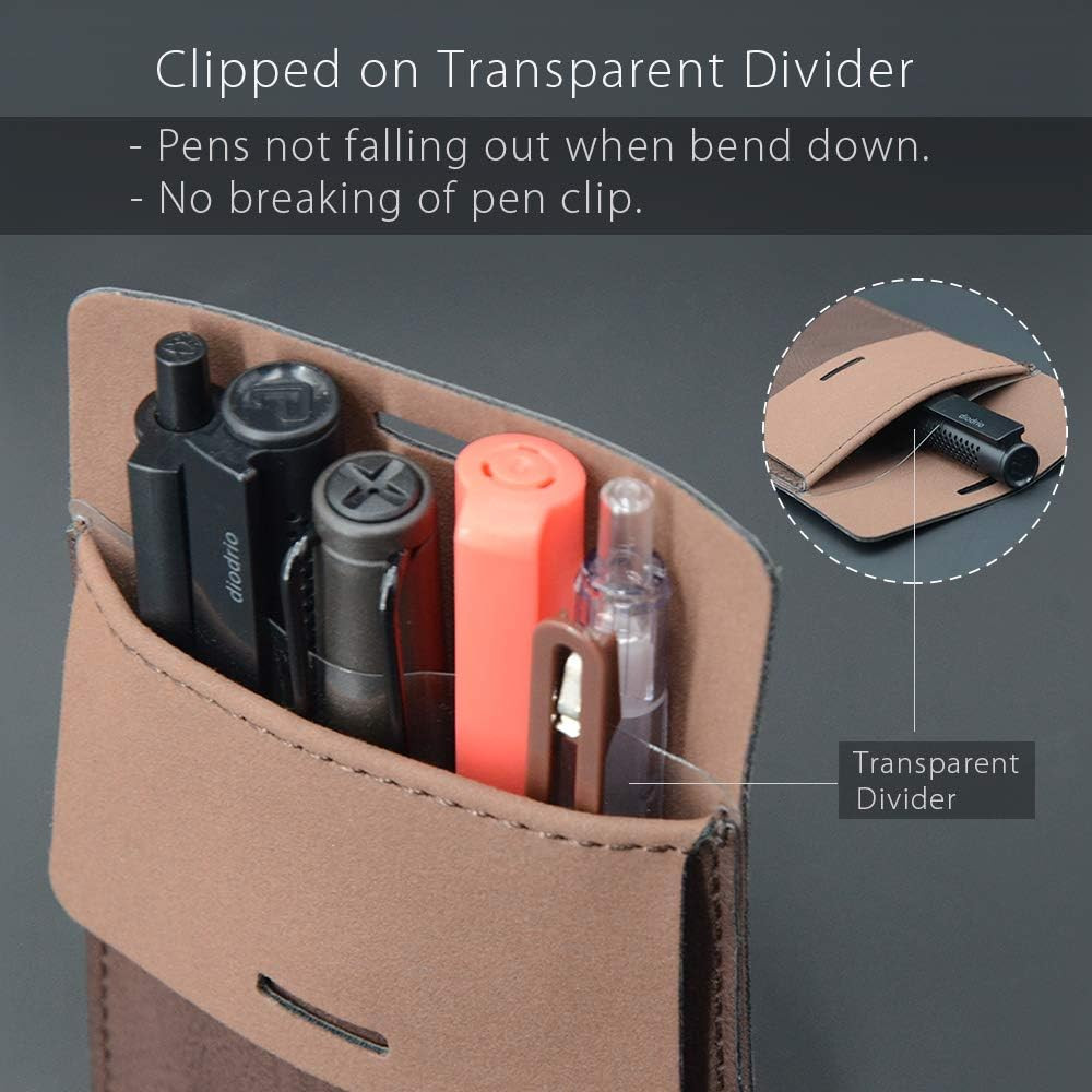 Leather Pocket Protector Pen Pouch Holder 2 Pack Shirt Jacket Tool Organizer