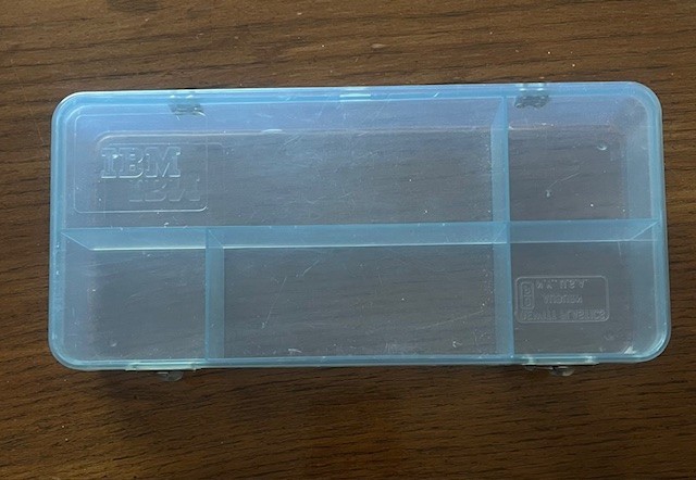 Vintage IBM branded storage cases, plastic coplymer, snap closures, hinged