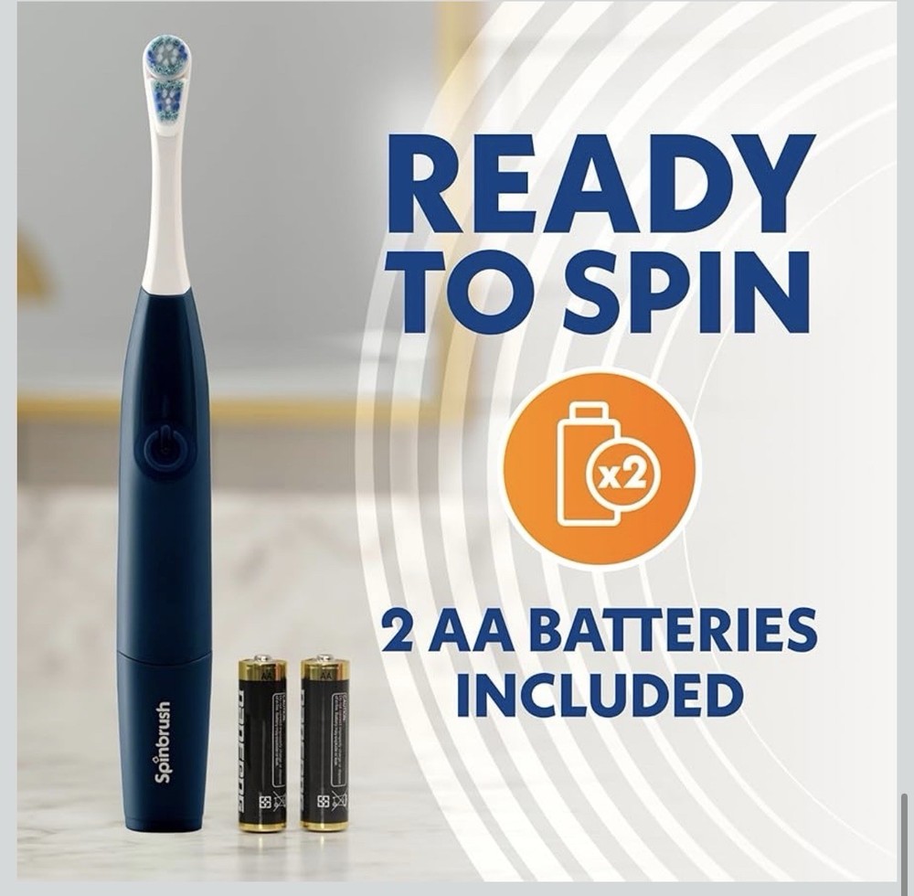 Spinbrush Smart Clean Battery Powered Toothbrush, Soft, Midnight Blue