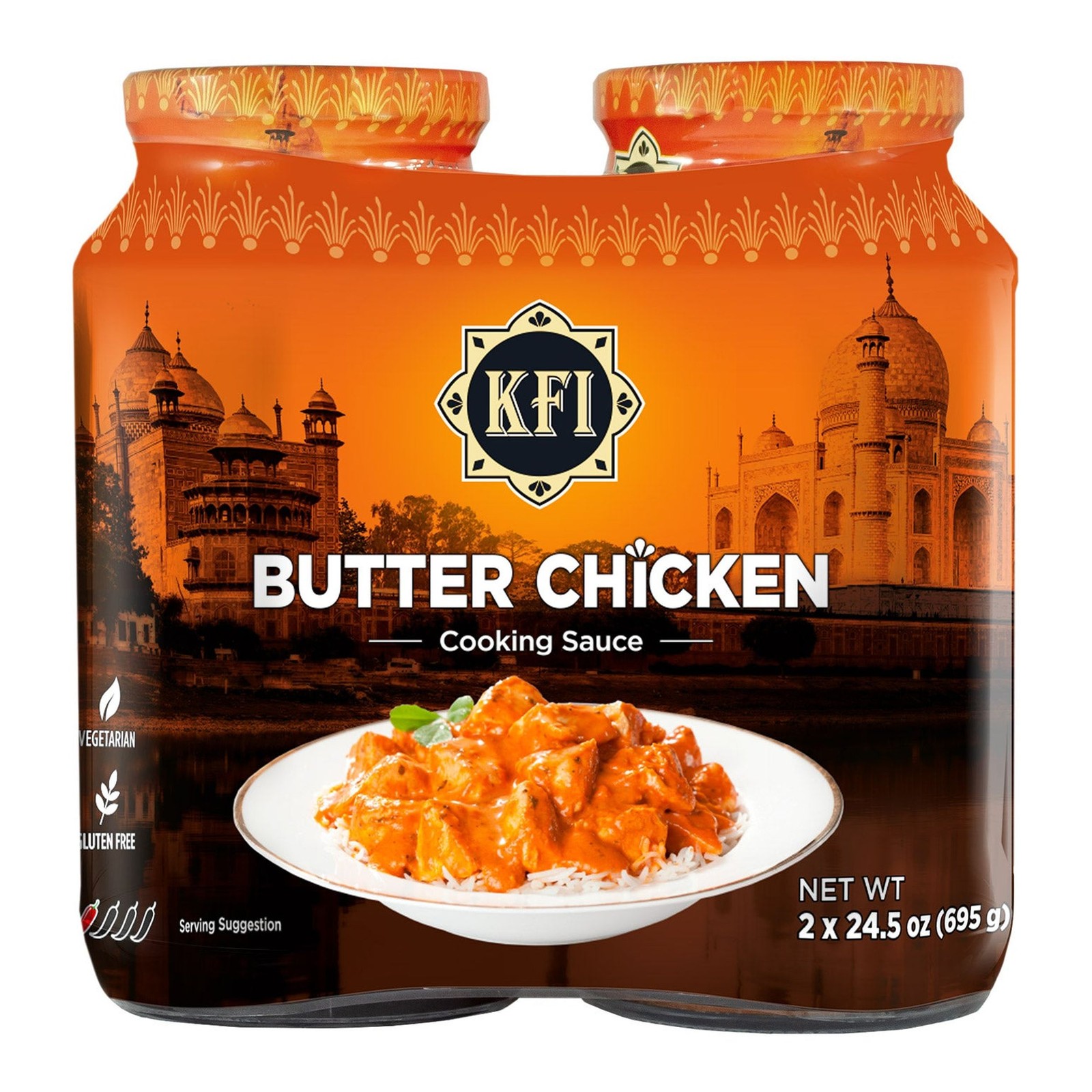 KFI Butter Chicken Cooking Sauce, 2-Pack (24.5 oz each), Total 49 oz