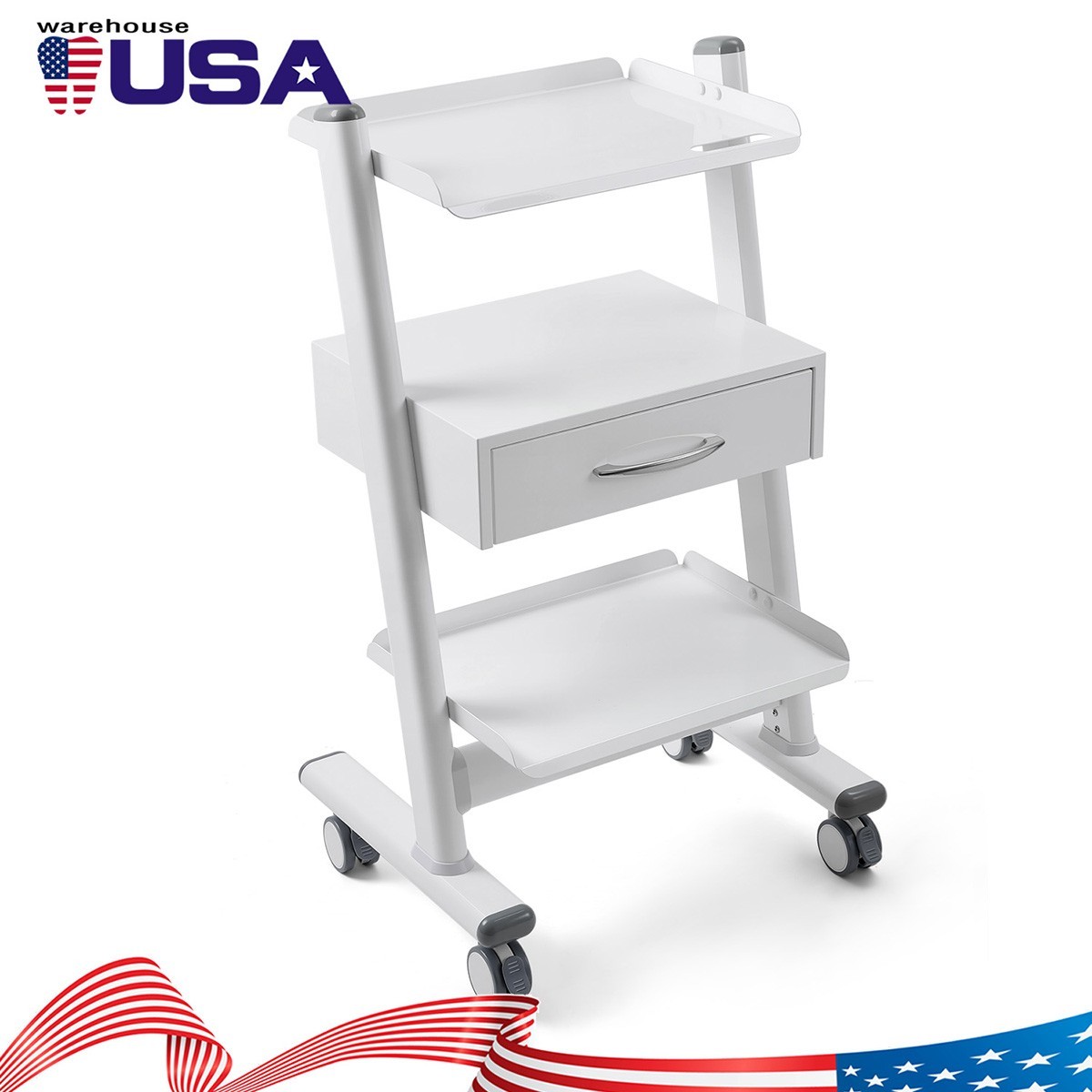 3 Layer Dental Trolley Mobile Instrument Cart Medical Tool Cart with Socket